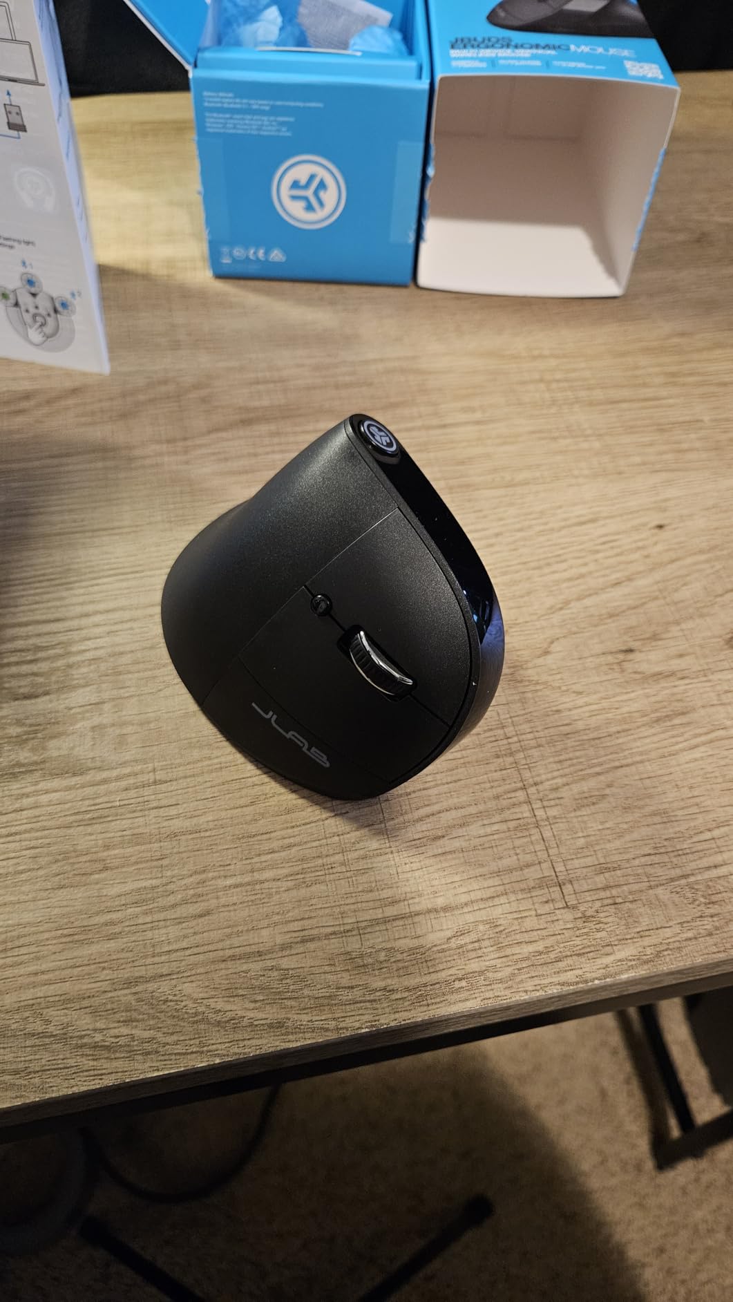 JLab JBuds Ergonomic Vertical Mouse, Reduce Strain, Connect Via Bluetooth or USB Wireless Dongle, Multi-Device Toggle Up to Three Devices, Custom User Profiles, Adjustable Tracking, Rechargeable customer photo 1
