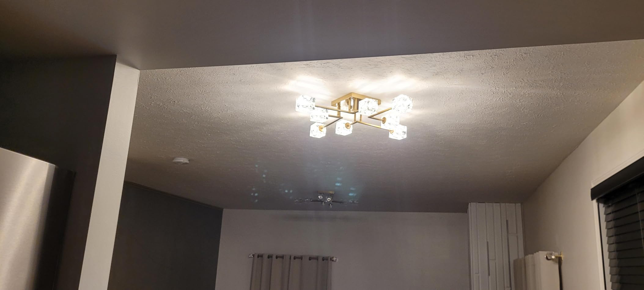 Modern Crystal Ceiling Light,Semi Flush Mount Ceiling Light Fixture with 8-Lights,Gold Sputnik Chandeliers for Bedroom,Dining Room,Farmhouse Kitchen,Office,Living Room customer photo 1