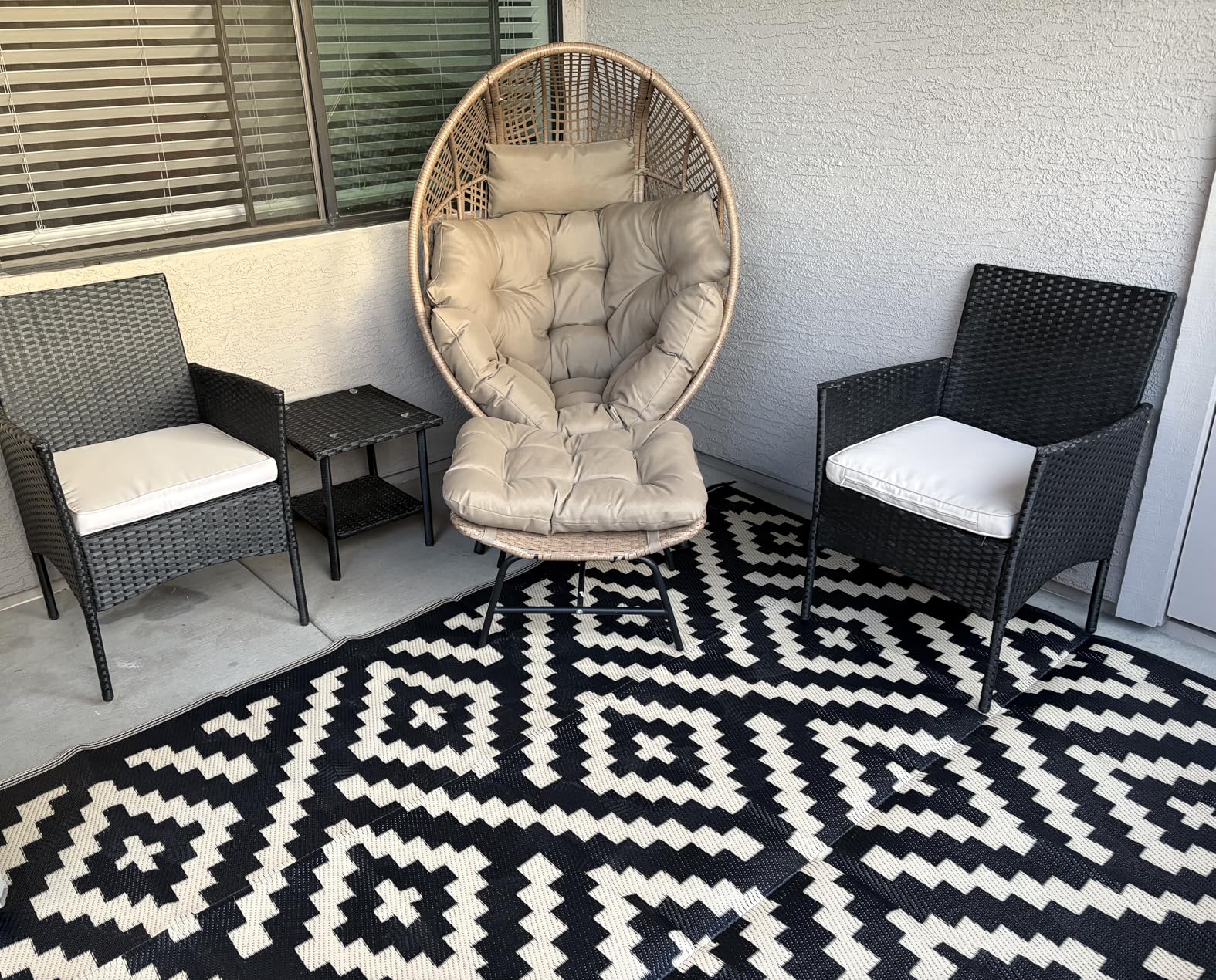 NICESOUL Egg Chair Indoor Outdoor, Large Egg Lounge Chair w/Ottoman, Oversized Comfy Cushioned Bird Cage Seat 440lbs, Boho Nest Seat with Footstool for Patio, Bedroom, Lawn, Backyard, Brown customer photo 2