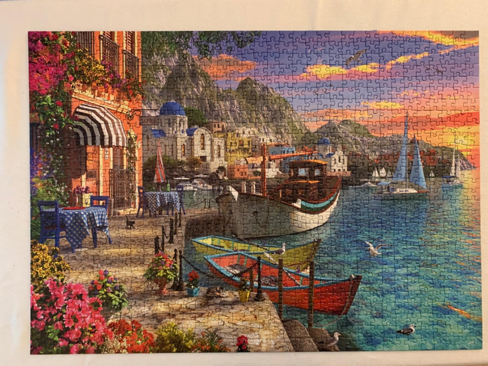 Grandiose Greece - 1000 Piece Jigsaw Puzzle - Stunning, Exciting Coastal Sunrise Over Town - Bold Colors - Enticing Scene - Ideal Gift - Frameable Art - Puzzles for Adults customer photo 2