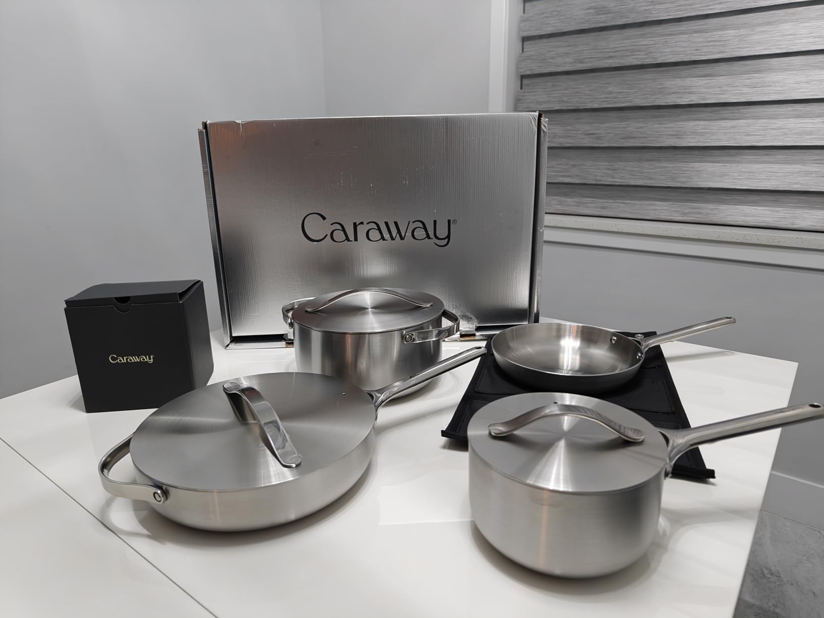 Caraway Stainless Steel Cookware Set - 12 Piece 5-Ply Stainless Steel Pots and Pans Set - Includes Fry, Sauce, Sauté Pan, Dutch Oven, and Space-Saving Storage - Non Toxic, PTFE & PFOA Free customer photo 1