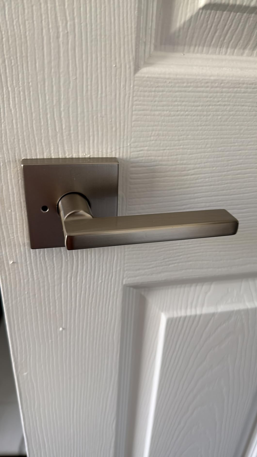 Kwikset Halifax Interior Privacy Door Handle with Lock, Door Lever for Bathroom and Bedroom, Satin Brass Reversible Keyless Push Button Lock Door Lever, with Microban Protection customer photo 1