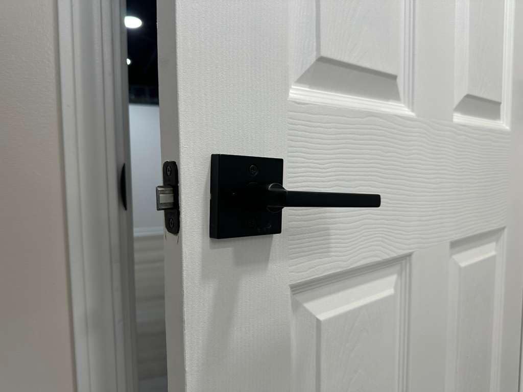Kwikset Halifax Interior Privacy Door Handle with Lock, Door Lever for Bathroom and Bedroom, Satin Brass Reversible Keyless Push Button Lock Door Lever, with Microban Protection customer photo 2