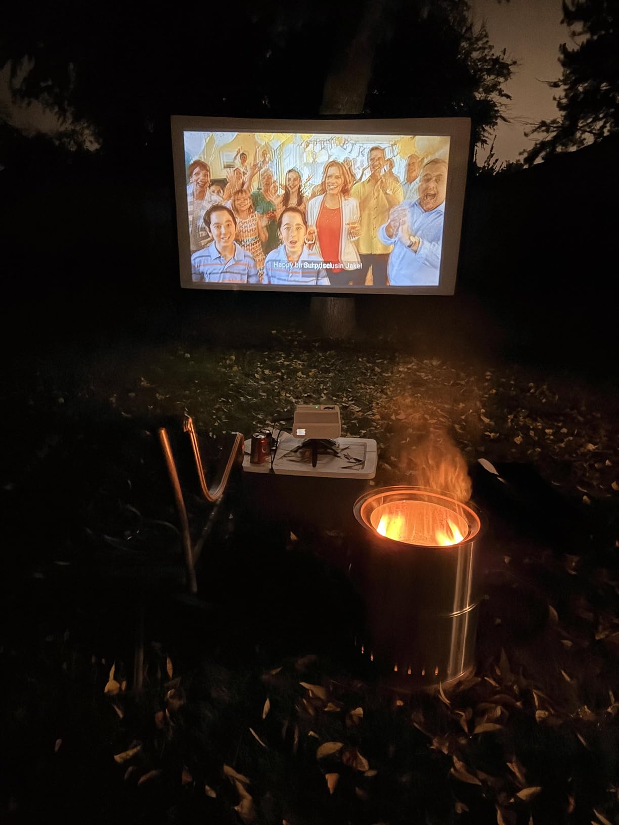 Projector Screen with Stand, 80 Inch Portable Projector Screen Outdoor Indoor, 1.2 Gain Fiberglass Projection Screen, 16:9 Outdoor Movie PVC Screen with Carrying Bag for Movie Night (White Screen) customer photo 1