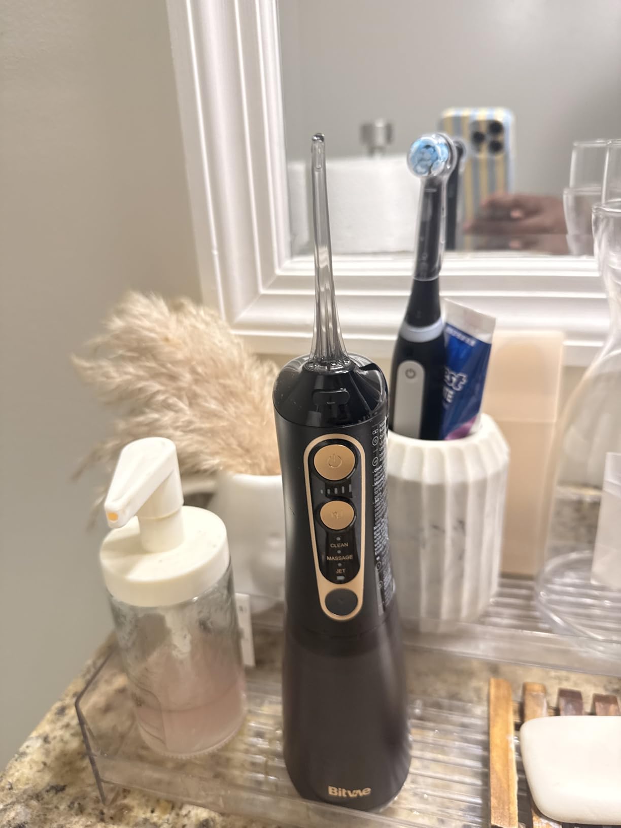 Bitvae C6 Water Dental Flosser for Teeth, Cordless Flosser for Travel with 6 Jet Tips, 3 Modes 5 intensities, IPX7 Waterproof Portable & Rechargeable Oral Irrigator Cleaner, Black customer photo 2