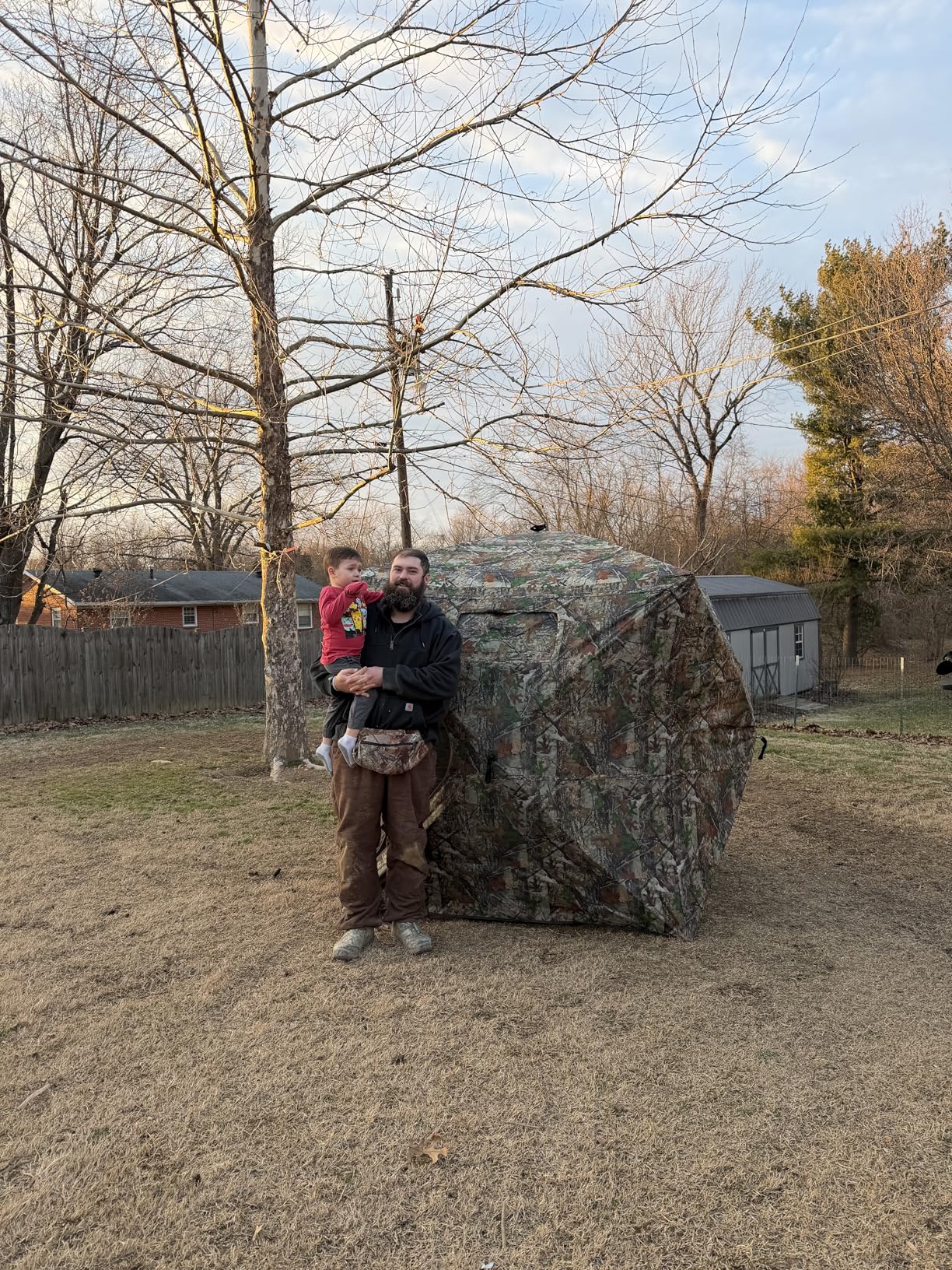 FUNHORUN Hunting Blind with Floor Mat, 360 See Through Ground Blind, Pop Up customer photo 1