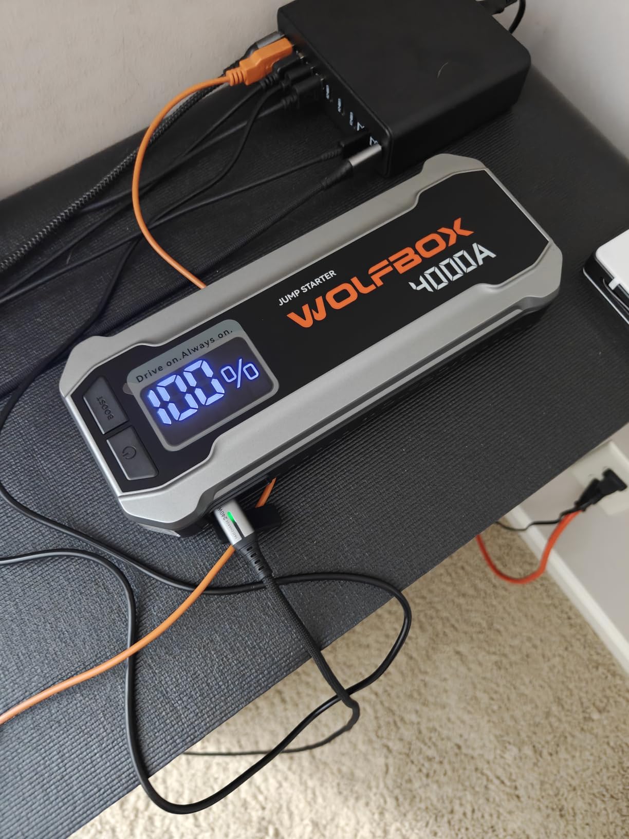 WOLFBOX 4000A Jump Starter,12V Car Battery Jumper Starter Portable with 65W Quick Charger,LED Display,88.8Wh Booster Jump Box Pack (10L Gas 10L Diesel Engine) with LED Light,Jumper Cables, MV24 customer photo 2