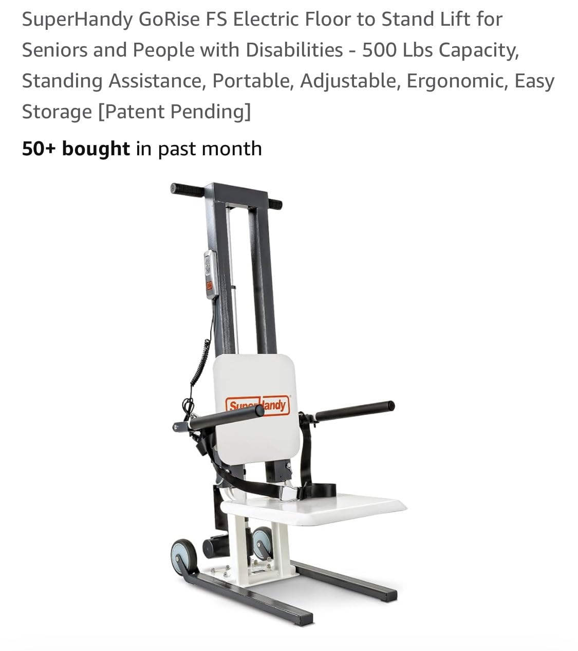 SuperHandy GoRise Electric Floor to Stand Lift - 500 Lbs Capacity, Standing Assistance, Portable, Adjustable, Ergonomic, Easy Storage, Patent Pending customer photo 2