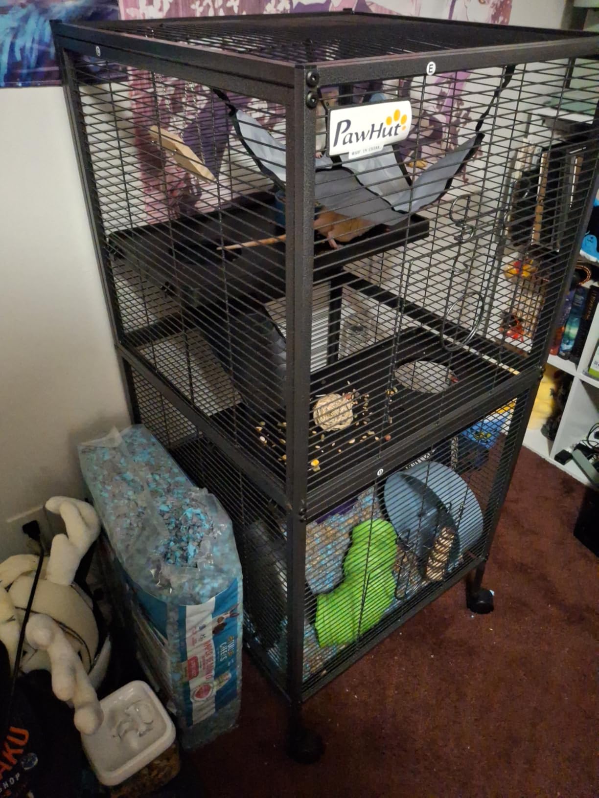 PawHut Metal Small Animal Cage, 5-Tiers Rolling Big Ferret Cage with Hammock, Removable Tray, for Chinchilla, Sugar Glider, White customer photo 1