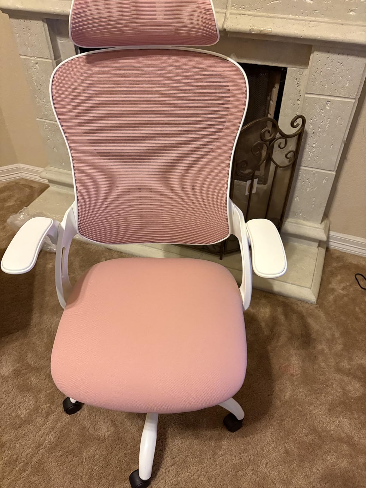 Sweetcrispy Office Computer Desk Chair, Ergonomic High-Back Mesh Rolling Work Chairs with Wheels and Adjustable Headrests, Comfortable Lumbar Support, Comfy Flip-up Arms for Home, Bedroom, Study,Black customer photo 1