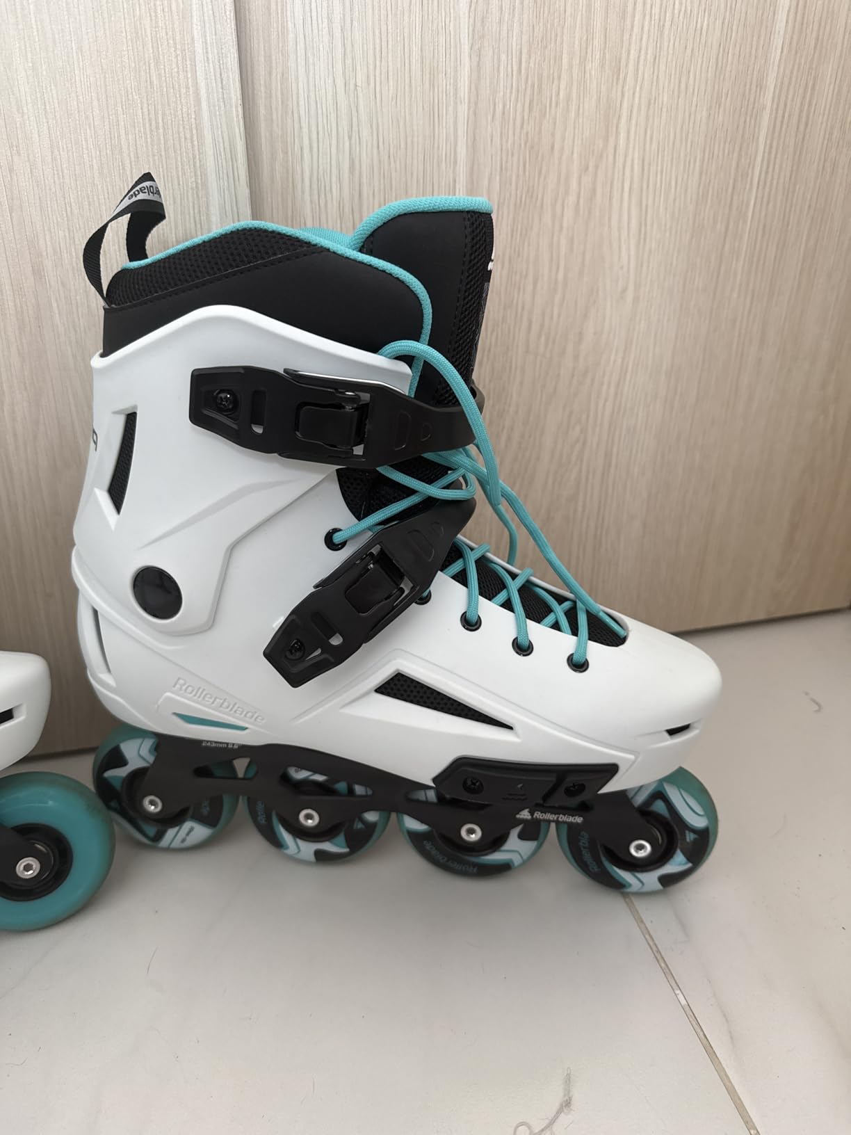 Rollerblade Lightning Women's Urban Inline Skate, White and Aqua customer photo 2