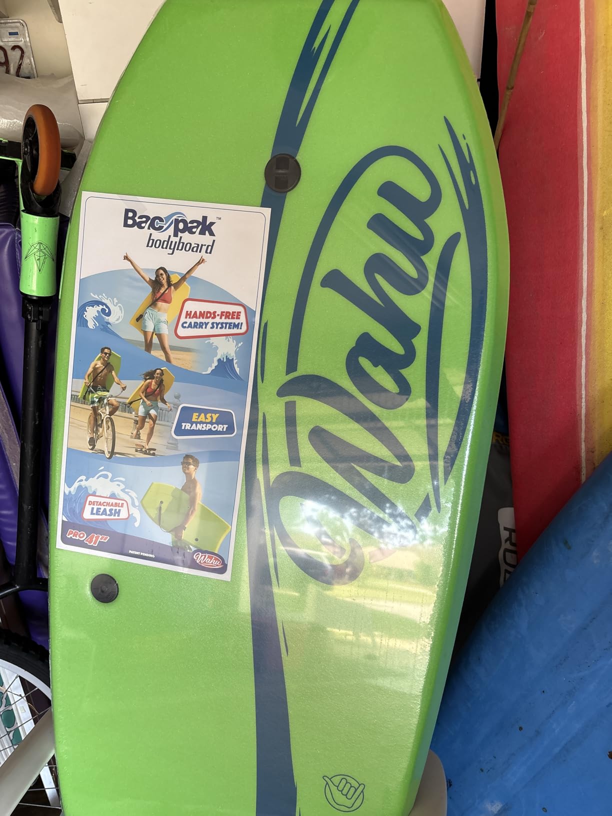 WAHU Bac Pak Bodyboard Pro with Leash, Crescent Tale, EPS Core, XPE Deck, and HDPE Slick Bottom, 41