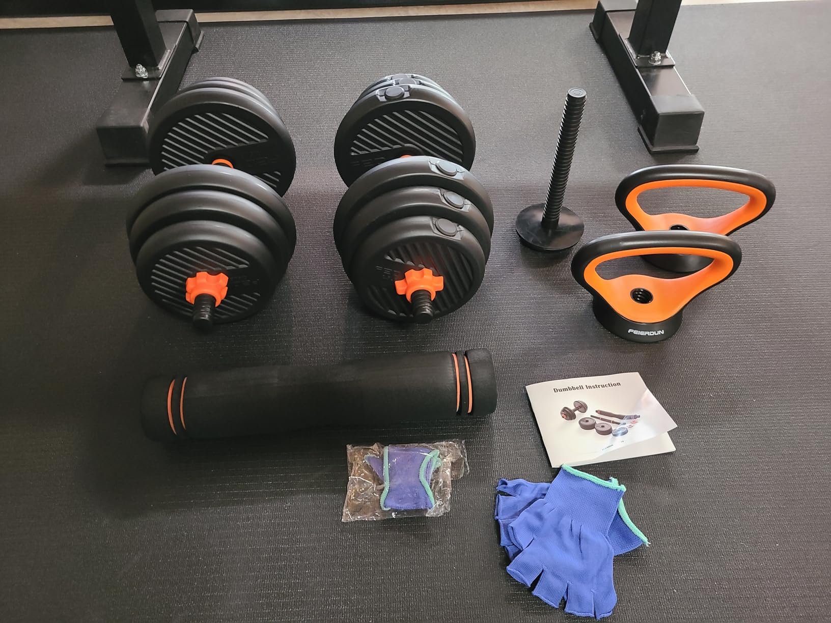 Adjustable Dumbbells, 20/30/40/45/70/90lbs 5 in 1 Dumbbells Set Used as Barbell, Kettlebells, Push up Stand customer photo 2