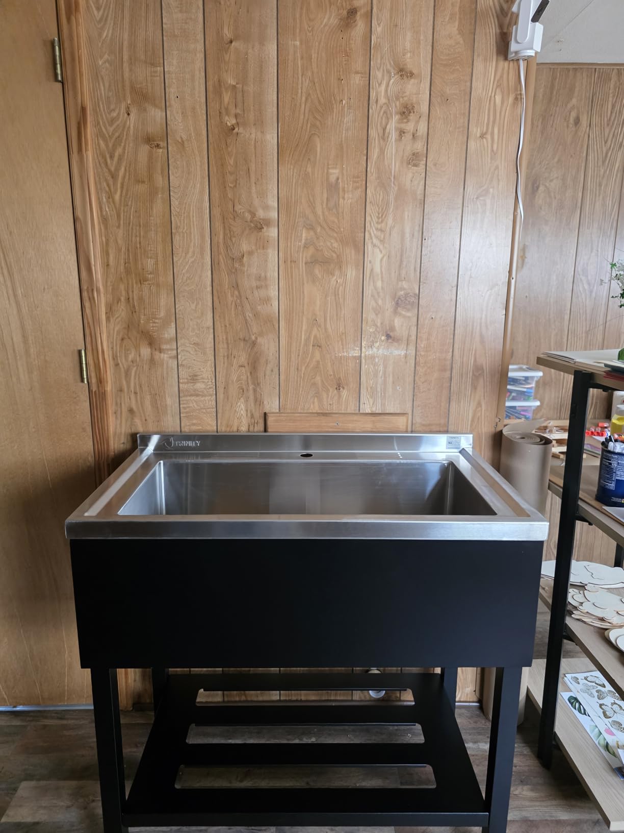 TRINITY Stainless Steel Freestanding Single Bowl Utility Sink for Garage, Laundry Room, and Commercial Use, Includes Pull-Out Faucet, NSF, UPC and cUPC Certified, 36