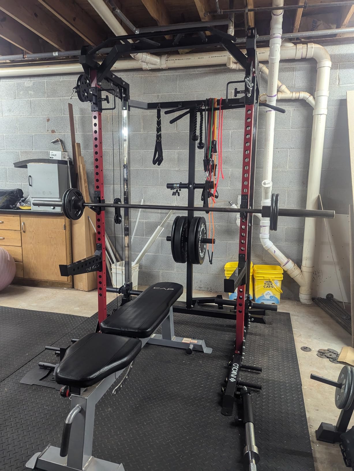 Mikolo Power Cage, 2000LB Power Rack with Independent Dual Pulley System, Multi-Function Home Gym Workout Machine for Cable Crossover customer photo 1