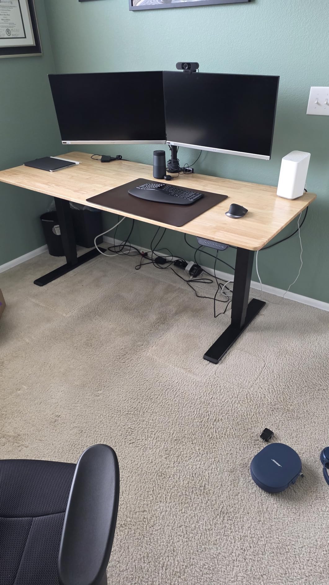 FLEXISPOT E6 MAX Bamboo 55x28 Inch Dual Motor 3-Stage Heavy Duty Standing Desk, 330lbs Weight Capacity, Height Adjustable Desk w/Cable Management & Wheels (Solid Bamboo Desktop + Black Frame) customer photo 2