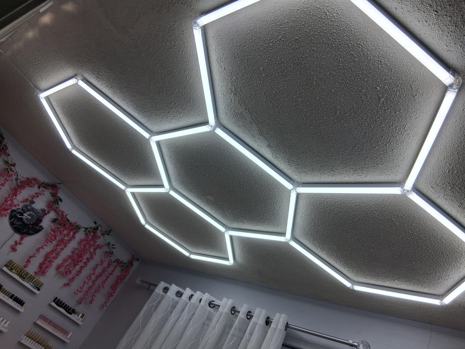 BRILLIHOOD Hexagon Garage Lights Honeycomb LED Hex Light, 672W, 80640LM, 6500K Super Bright, 14 Grid Systems Car Detailing Lights with Rectangular Frame for Garage Warehouse Workshop Basement Gym customer photo 1