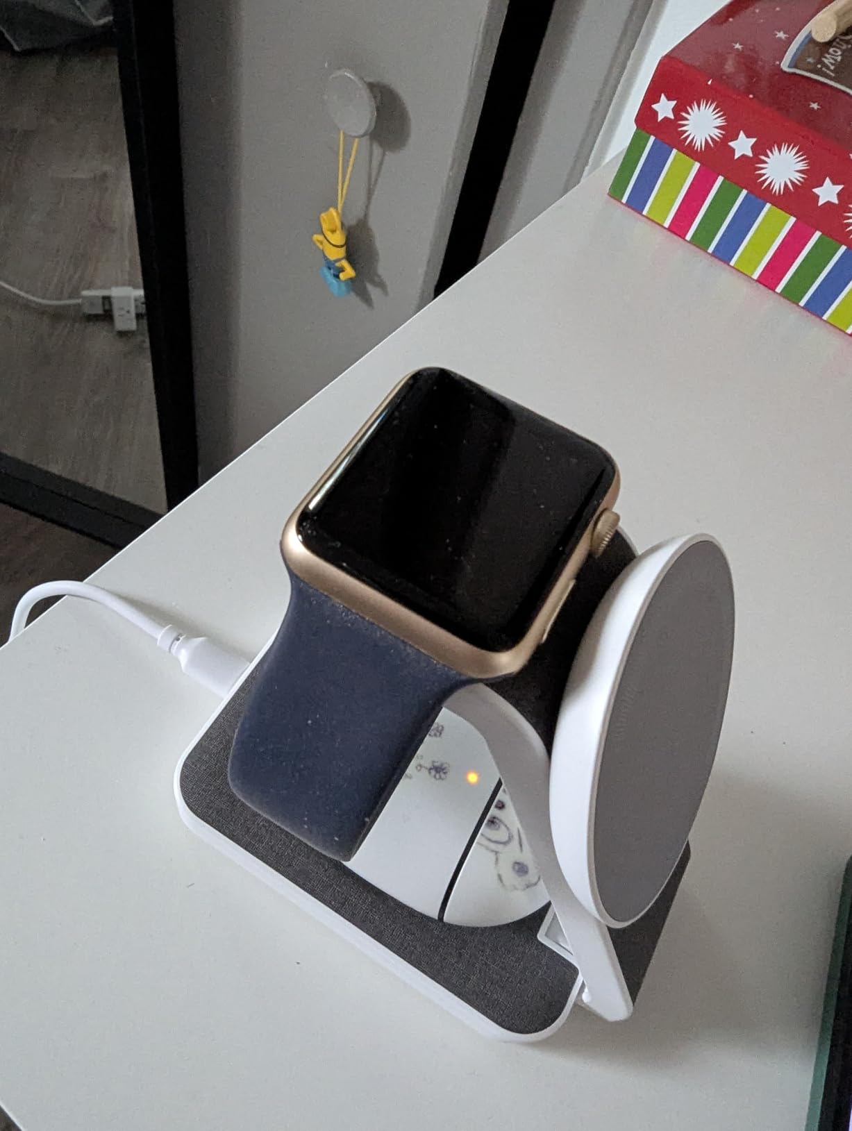 3 in 1 Foldable Wireless Charging Station for MagSafe, Nightstand Magnetic Charger Stand for iPhone 17 16 15 14 Pro Max, Travel Charging Dock with Night Light for Apple Watch/AirPods (Gray) customer photo 2