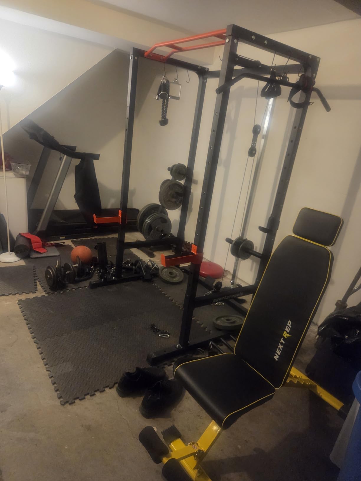 SPORTSROYALS Power Rack, Multi-Functional Power Cage, Squat Rack with Pulley System & LAT Pull Down, Workout Cage with J Hooks for Home Gym customer photo 2