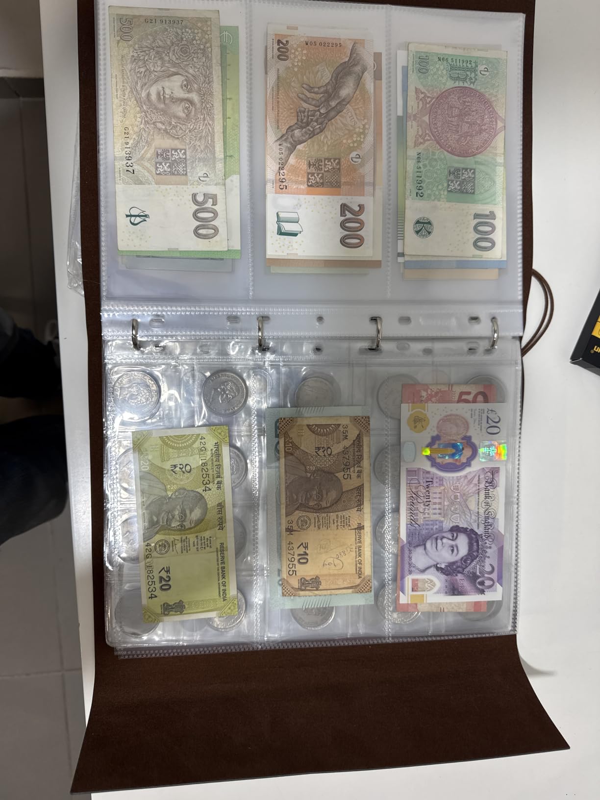 Coin Collection Book Holder for Collectors,428 Pockets Coin Collection Supplies & 12 Sleeves Paper Money Currency Album, Display Storage Case for All Coins (Brown) customer photo 1