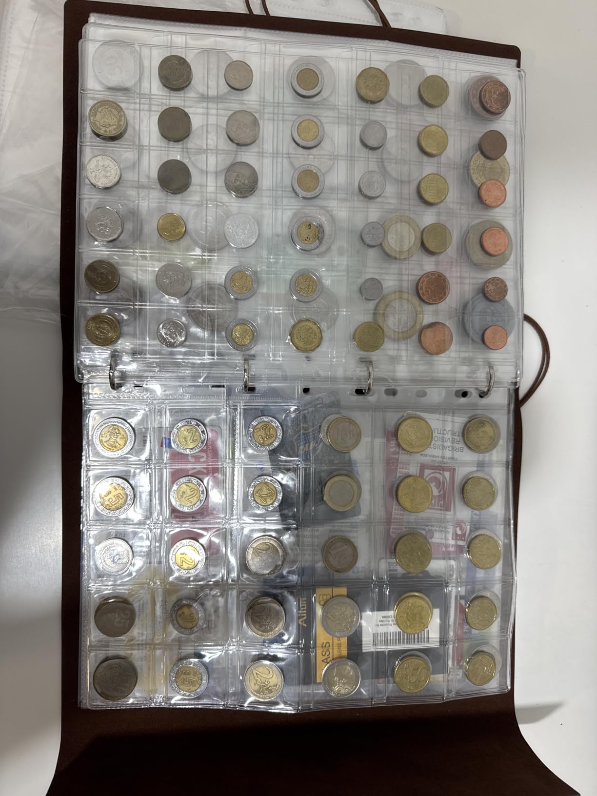 Coin Collection Book Holder for Collectors,428 Pockets Coin Collection Supplies & 12 Sleeves Paper Money Currency Album, Display Storage Case for All Coins (Brown) customer photo 2