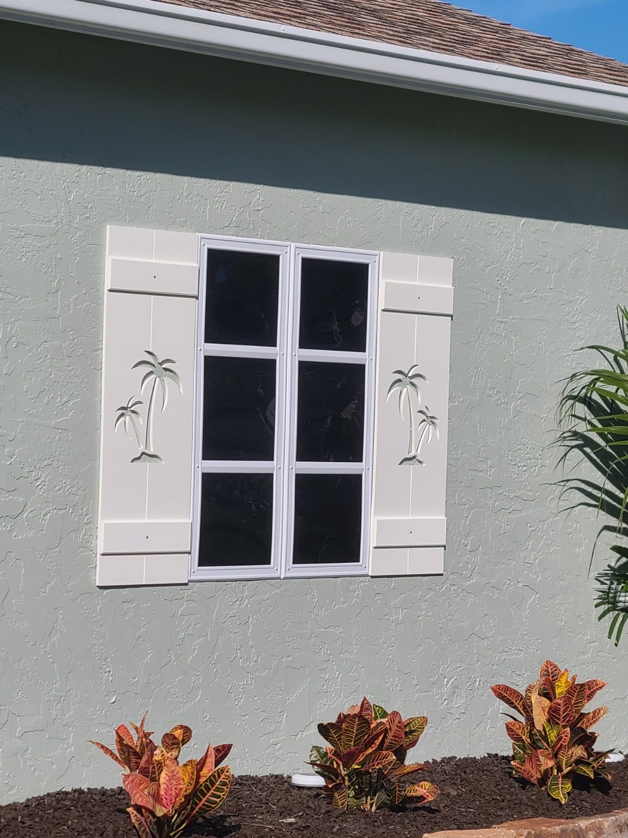 Double Palm Tree Shutter, Custom Exterior PVC, Coastal Decor-Sold Individually (Width: 11.5, Height: 28) customer photo 2