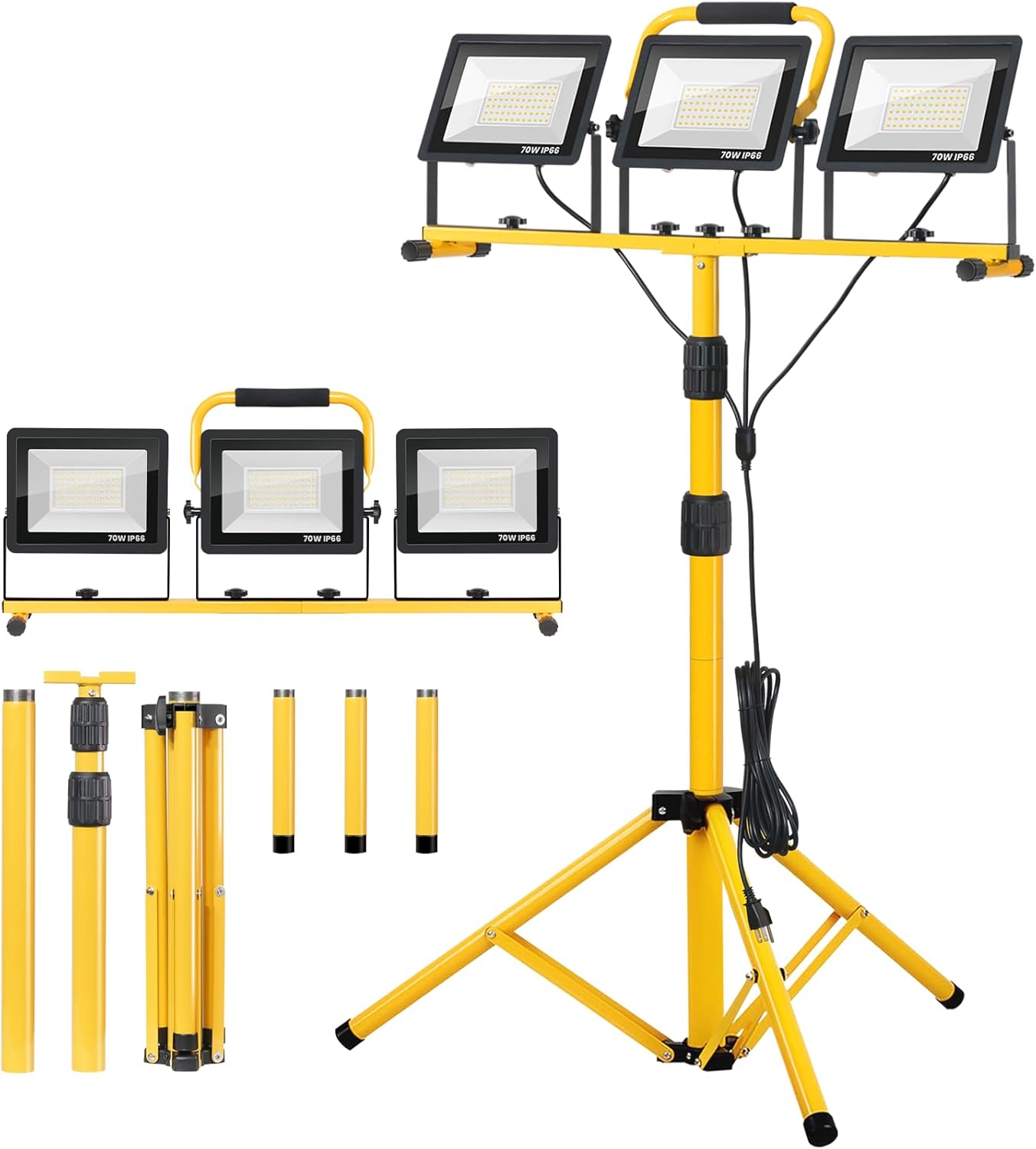 21000 Lumen LED Work Lights with Stand - 3 Head Portable Work Light with 16FT Cord - IP66 Waterproof Tripod Worklights for Outdoor Indoor Job Site Workshop Garage Construction Site Lighting customer photo 1