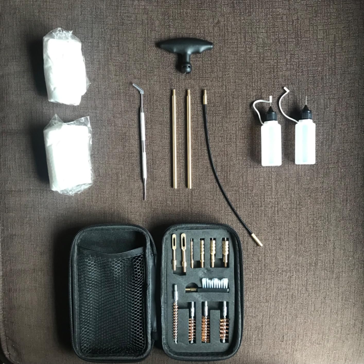 BOOSTEADY Universal Handgun Cleaning Kit .22,.357,.38,9mm,.45 Caliber Pistol Cleaning Kit Bronze Bore Brush and Brass Jag Adapter customer photo 1