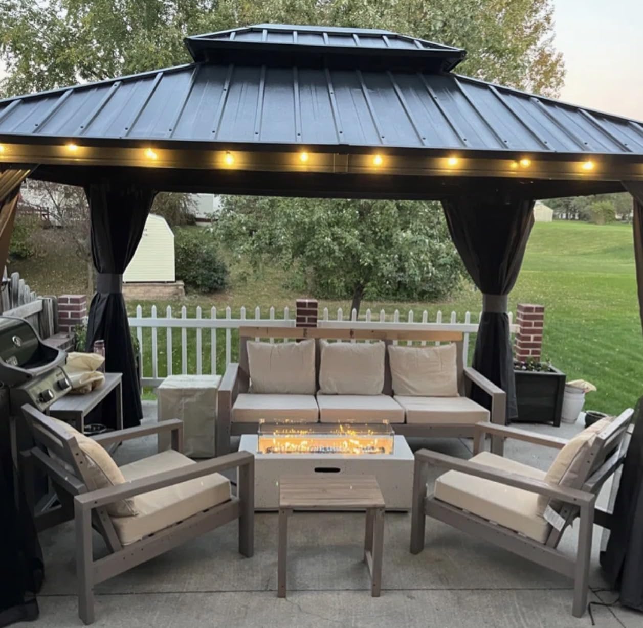 Aoxun 10' X 12' Hardtop Gazebo, Aluminum Metal Outdoor Gazebo with Galvanized Steel Double Roof, Permanent Patio Pavilion with Breathable Netting and Curtains for Dining, Wedding, Party customer photo 1