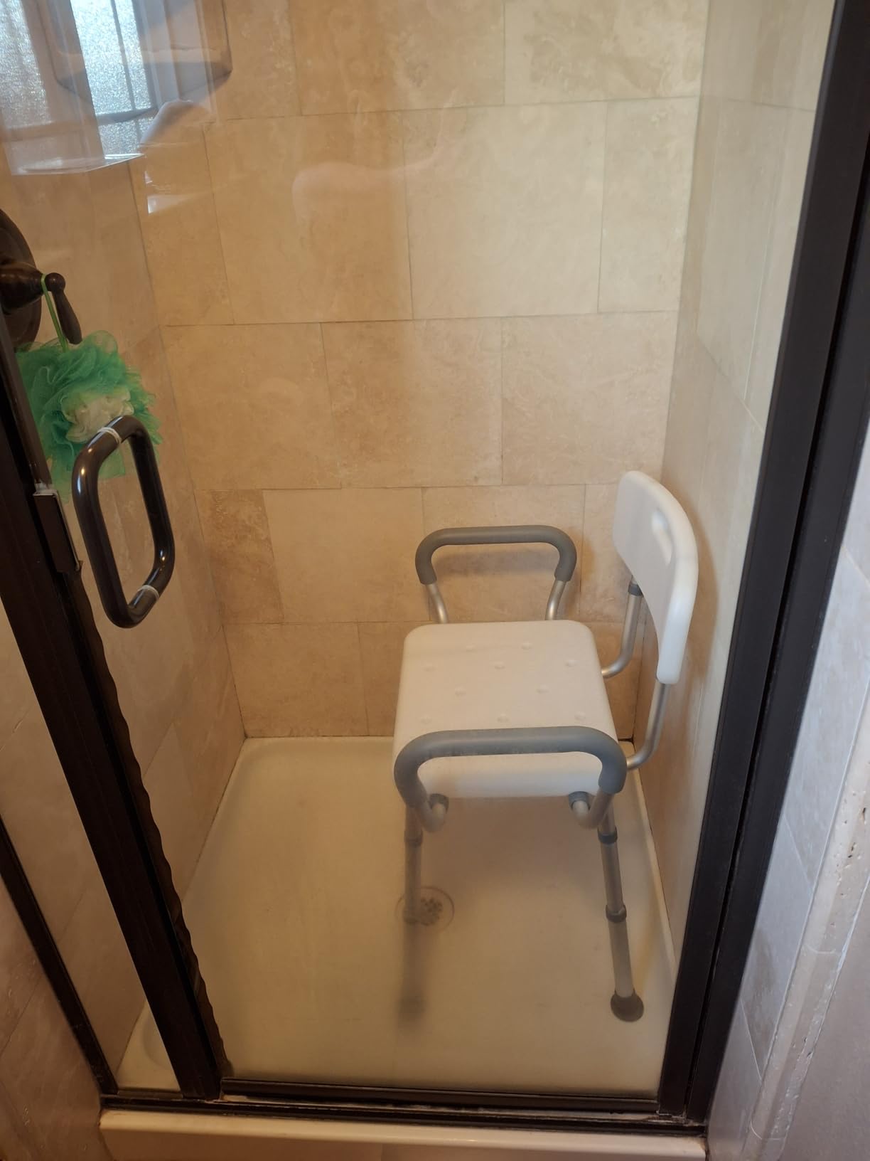 HOMLAND Shower Chair for Inside Shower with Arms and Back, 500 lbs Heavy Duty Shower Seat for Bathtub, Height Adjustable Safety Bath Seat for Elderly, Adults, Handicap and Disabled, White customer photo 2
