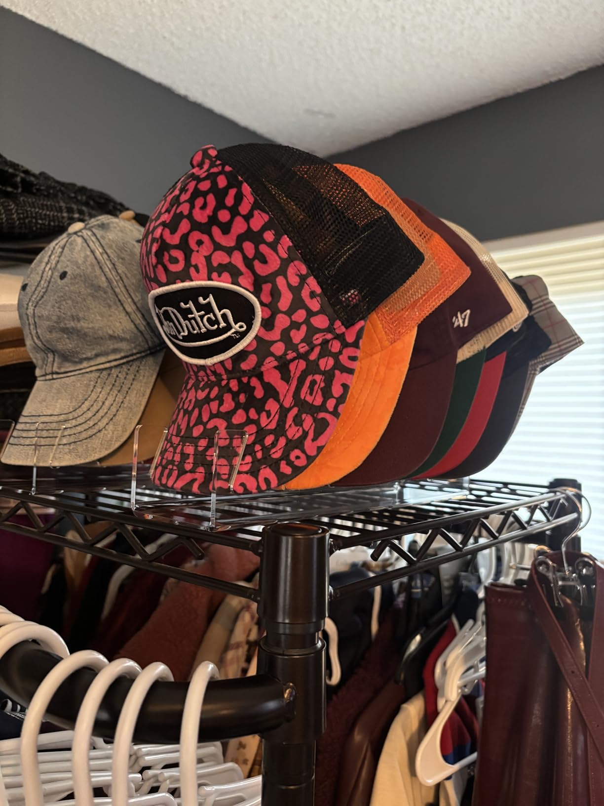 Hat Stand for Baseball Caps, 2 Pack No Install Acrylic Hat Organizer for 14 Baseball Caps Storage Organizer, Hat Racks Hat Holder Display and Organization for Closet, Bedroom, Dresser (Clear-2Pack) customer photo 1