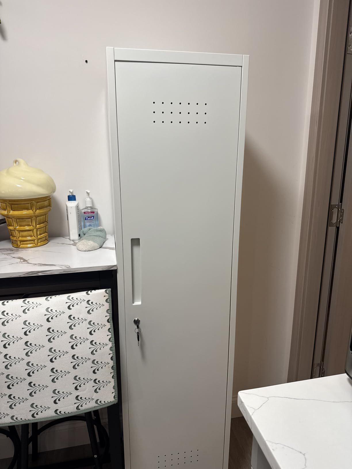 Garage Storage Cabinet, Wall Mounted Garage Cabinets with Adjustable Shelf, Heavy Duty Wall Mount Metal Cabinet, Locking Cabinet with Doors, Hanging Cabinet for Basement, Utility Room, Grey customer photo 1