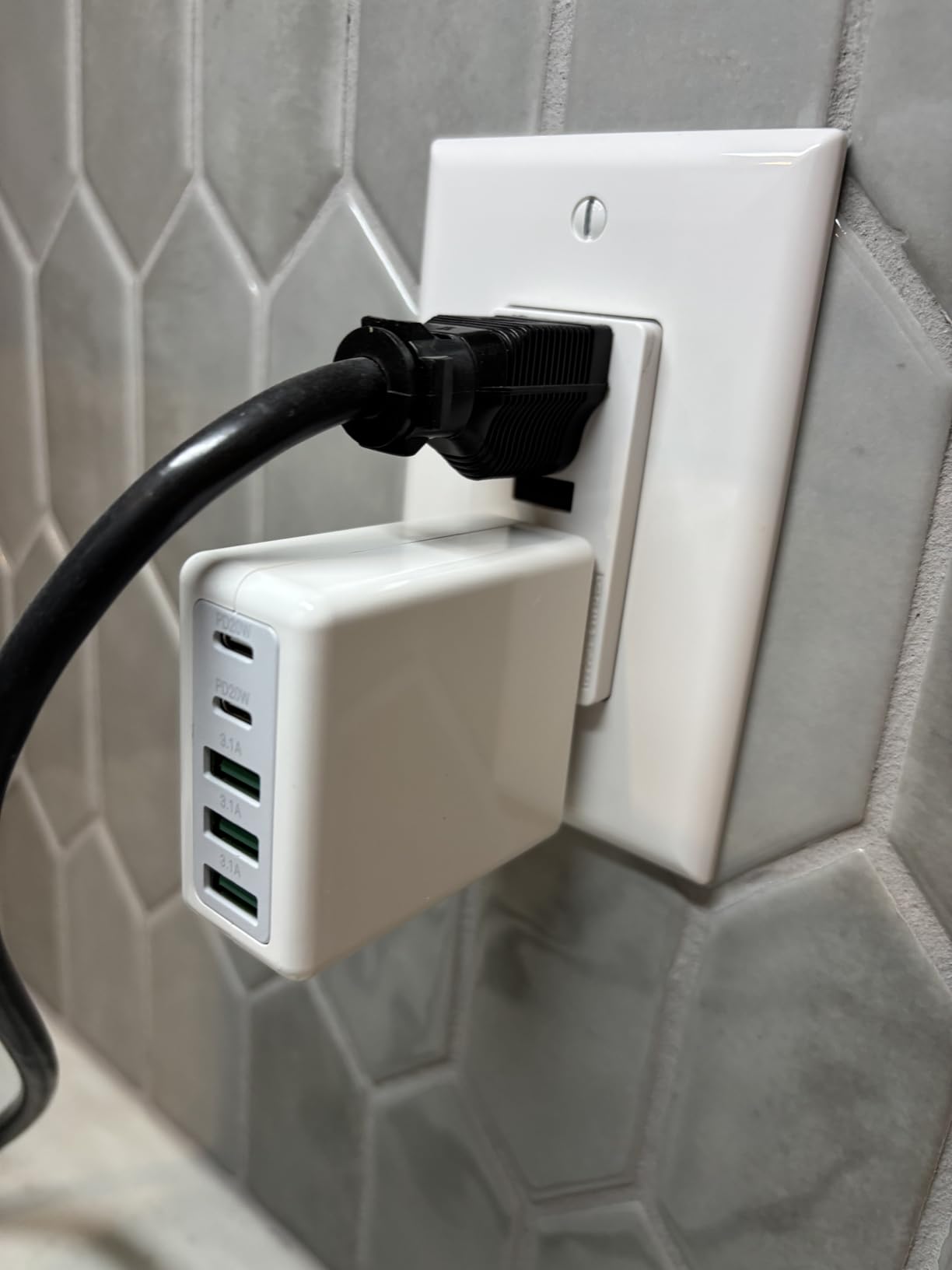 2Pack USB C Fast Charger Block, 60W 5-Port USB Wall Charger Brick, 2 USB A & 3 USB C PD3.0 Power Adapter Multiport Type C Charging Plug for iPhone 17/16/15/14, Pad Mini/Pro, AirPods 4, Galaxy S25 (White) customer photo 2