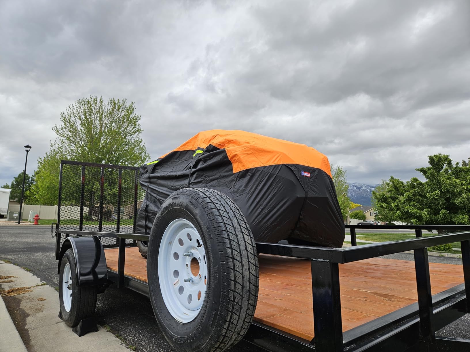 600D ATV Cover Waterproof Heavy Duty Trailerable 4 Wheeler Cover Quad Cover All Season Weather Proof Outdoor UV Protection for Polaris Kawasaki Yamaha Suzuki Can-Am Black/Orange-M customer photo 1