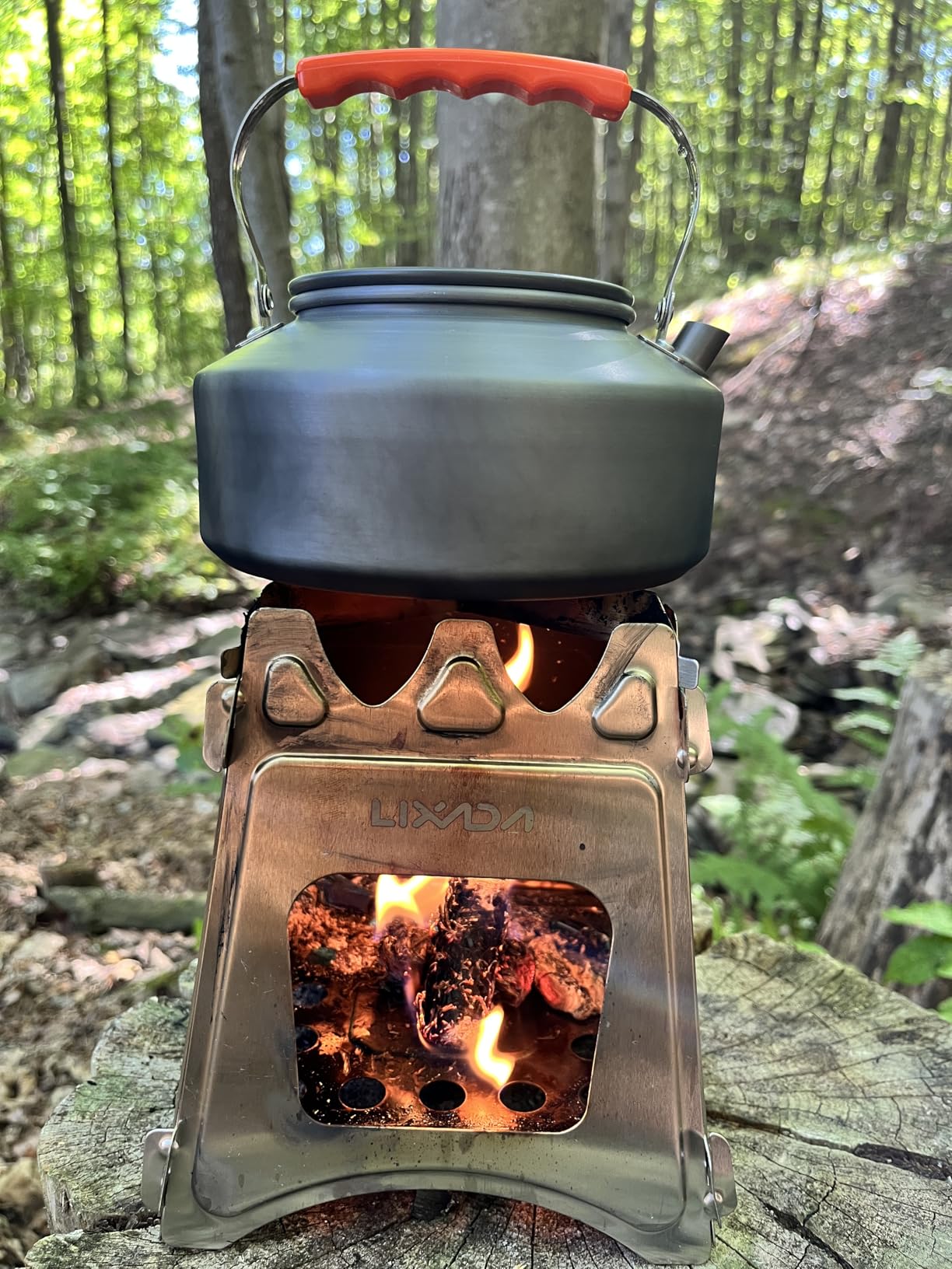 17pcs Camping Cookware Kit, 0.45Gal Pot, 7inches Pan,0.30Gal Kettle Set with 2 Set Stainless Steel Cups Plates Forks Knives Spoons for Hiking customer photo 2