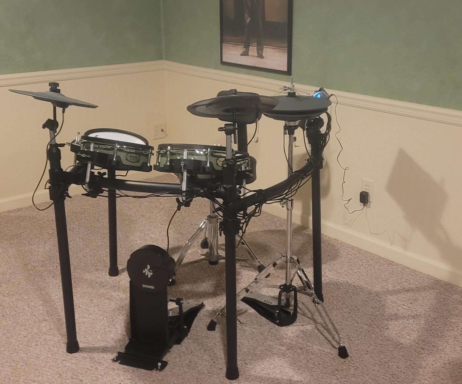 Donner Electric Drum Set with Lights and Touchscreen, Advanced Elctronic Drum Kit with 1126 Sounds, Customize Drum Pad Colors, Internal Rack Wiring, Gaming APP - BackBeat customer photo 1