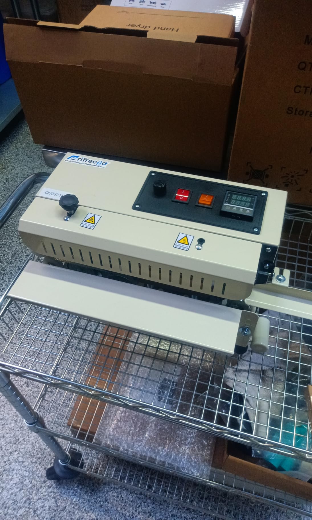 Commercial Heat Sealer Machine, Automatic Continuous Band Sealer, Temp&Speed Adjustable, Horizontal Bag Sealing Machine for Plastic Packing Bags, Desktop Beige customer photo 1