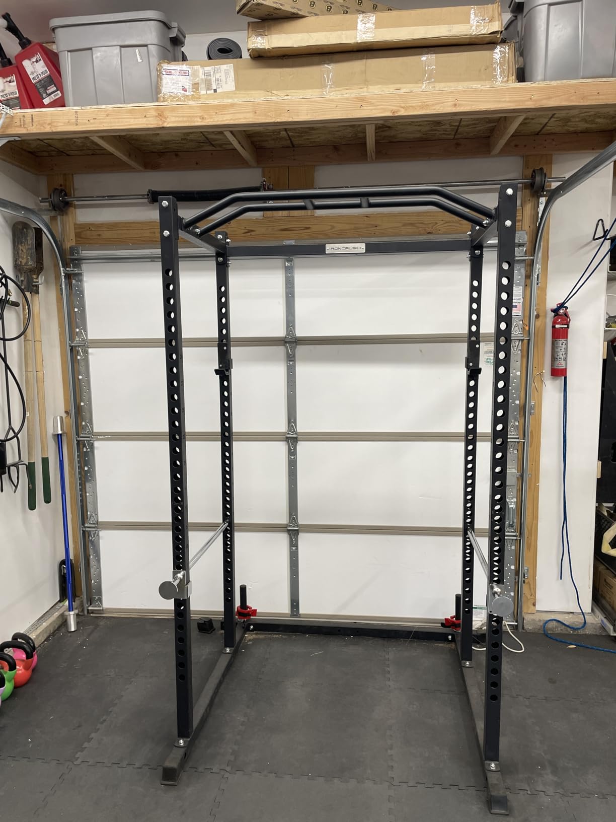 i200 Power Rack - Multi-Function Squat Rack with Solid Safety Bars and J-Hooks - Optional LAT Pulldown, Landmine Attachments - Home Gym Power Cage Bench Rack (Power Rack Only) customer photo 1
