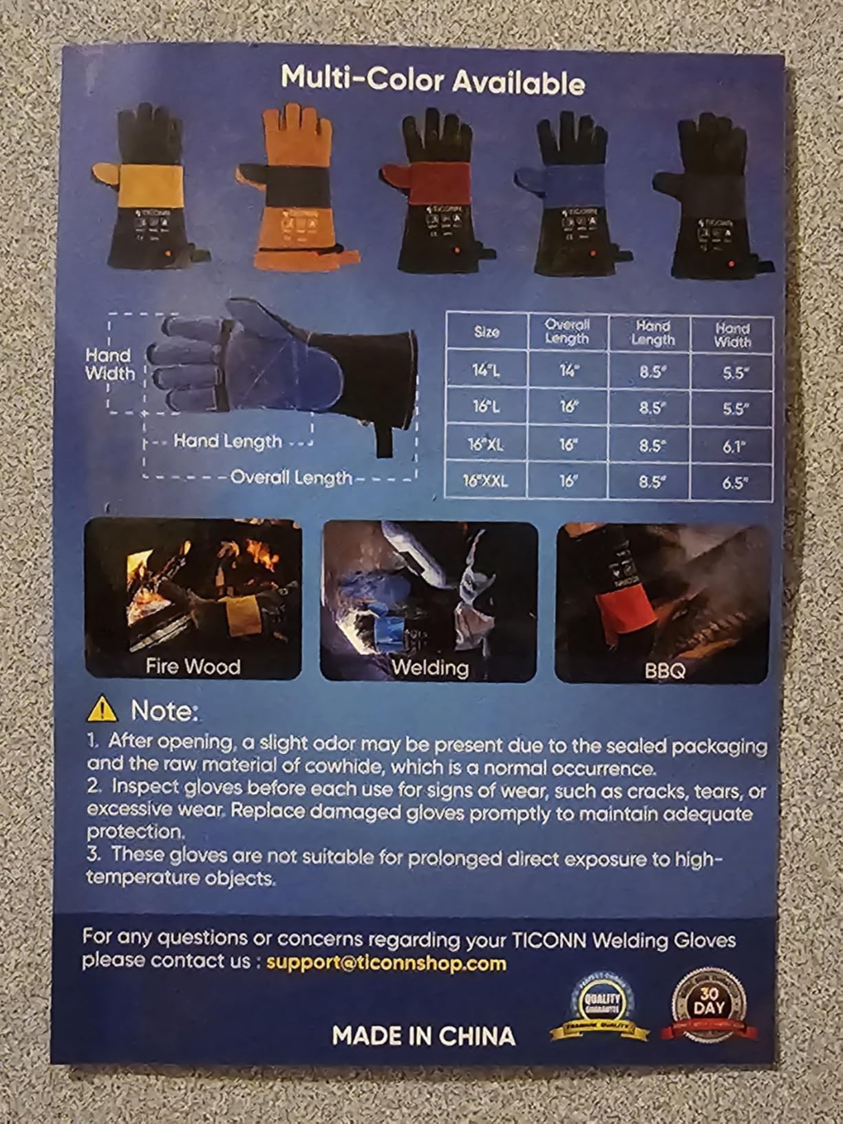 TICONN Welding Gloves 16 IN 1000°F Heat-Resistant Fireproof Leather Gloves for MIG TIG customer photo 2