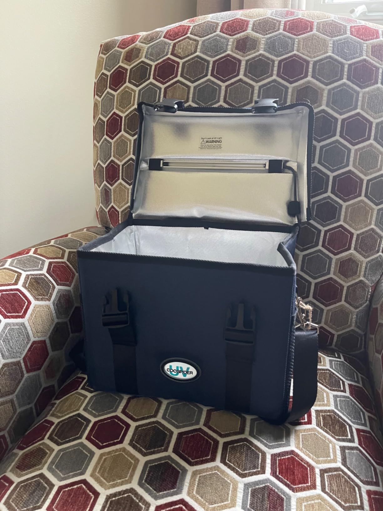coospider-repta 3.17 Gallon Large-powerful UV Light Sanitizer Ozone Box, Portable Foldable UV Cleaner Bag UVC Household Bag with 3-level Timer for Keys, Towels, Mask Cleaning Machine Blue 12L Ozone customer photo 1