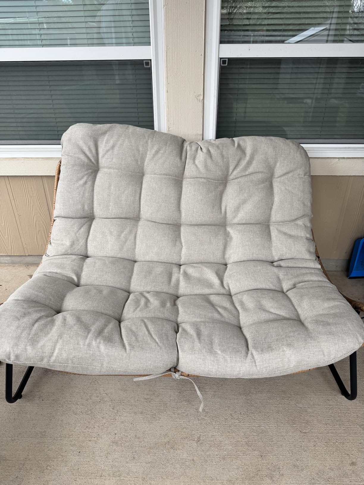 Crestlive Products Outdoor Loveseat, 2 Seater Outdoor Couch with Soft Cushion, All-Weather Boho Rattan Patio Furniture for Balcony, Poolside, Backyard, Porch (Beige) customer photo 1