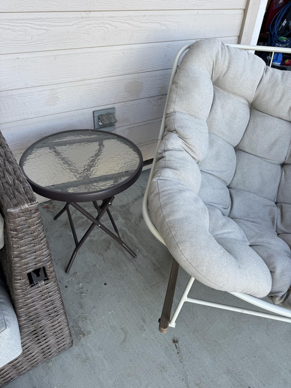 Foldable Patio Side Table Set of 2 with Tempered Glass Top 18