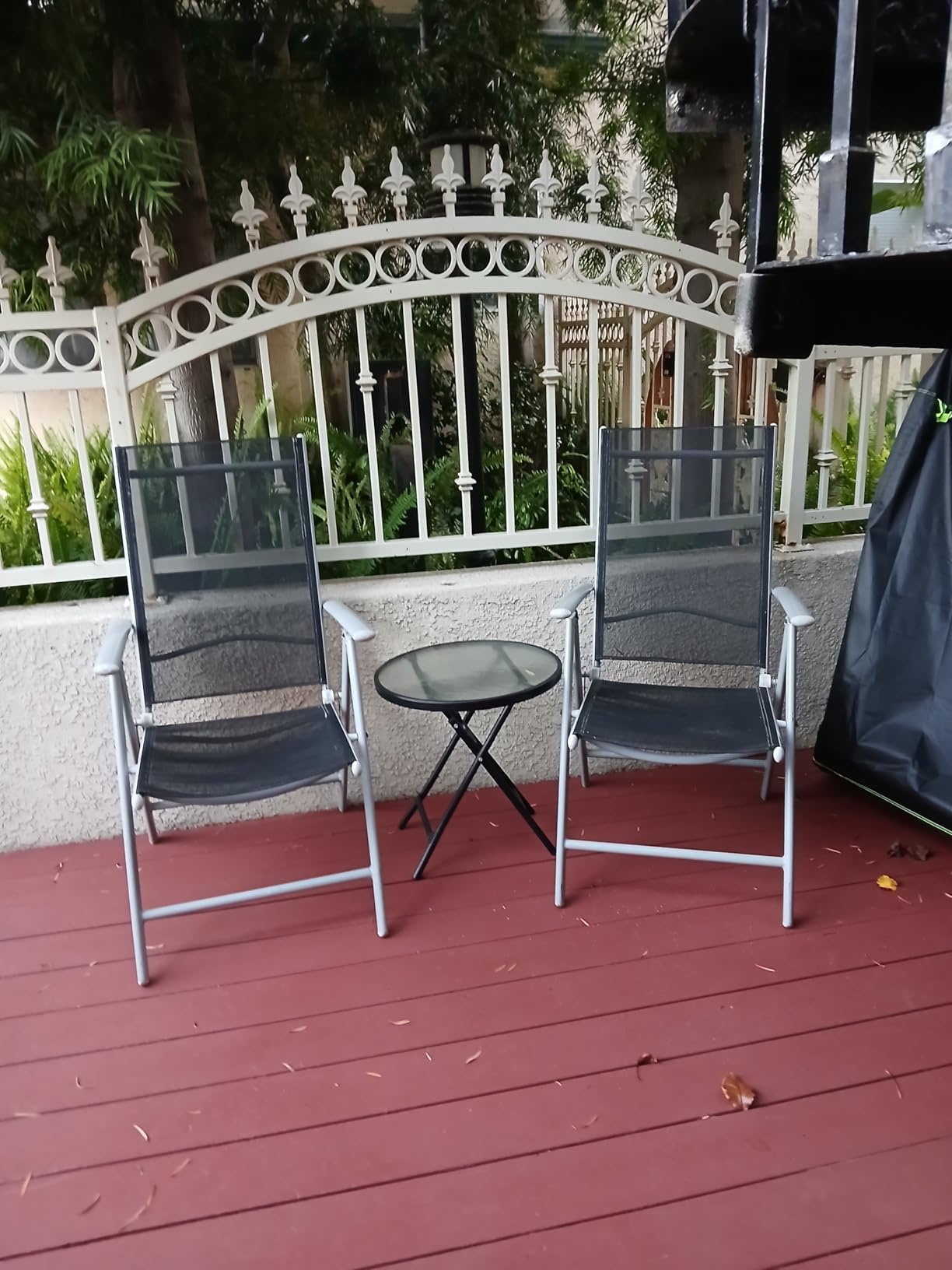 Foldable Patio Side Table Set of 2 with Tempered Glass Top 18