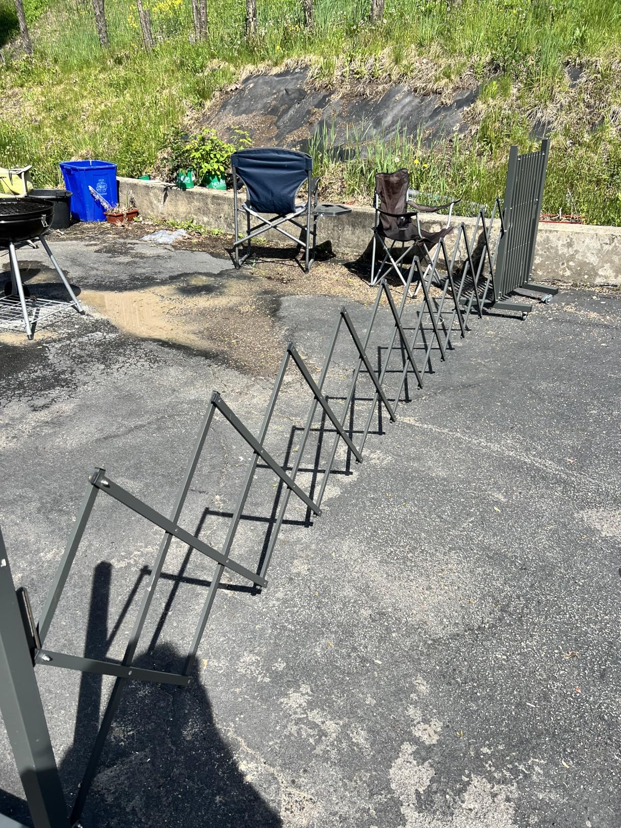 GYMTIME Industrial Expandable Metal Barricade, 16 FT, Blue, Folding Security Gate Safety Barrier with Casters, Flexible Mobile Barrier Gate, Adjustable Traffic Fence customer photo 1
