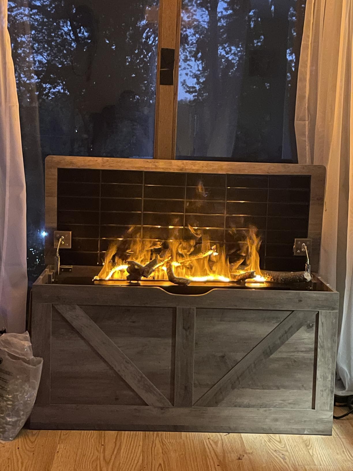 Water Vapor Fireplace, Realistic Flame Mist Fireplace, Remote Control, Electric Fireplace Humidifier for Home Decor 78.8