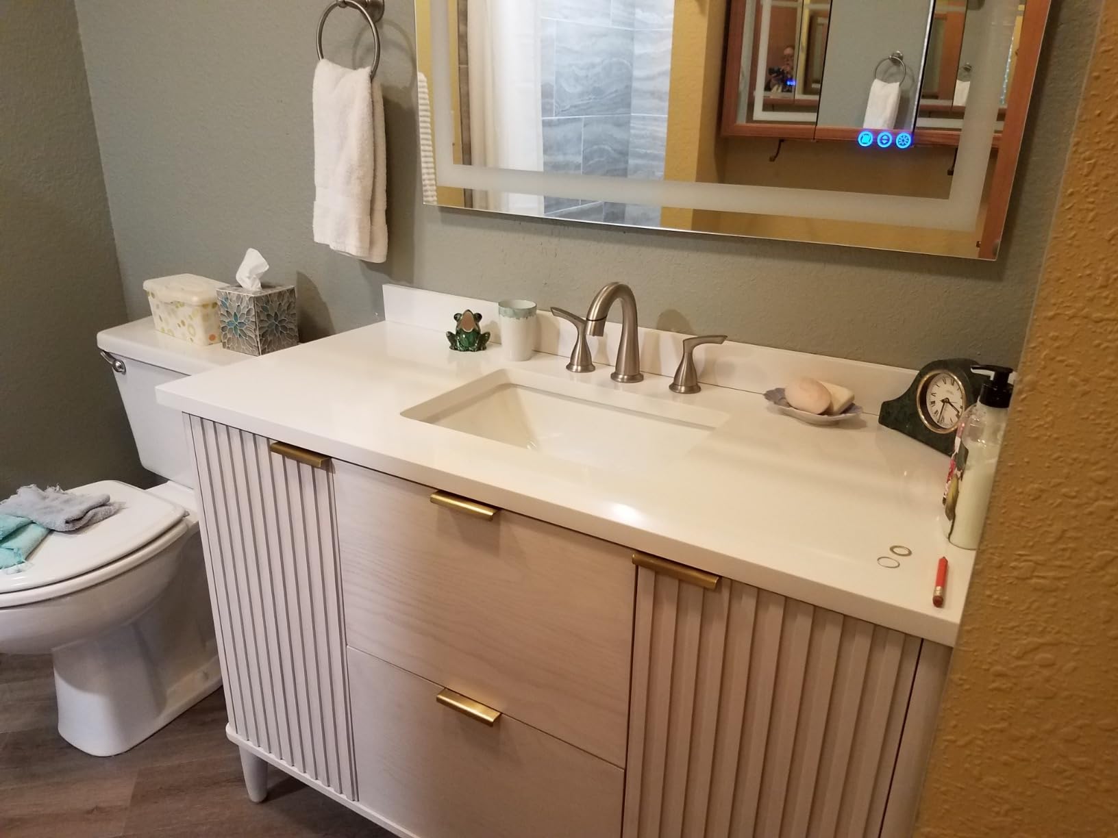 OVE Decors Indy 72 in. Undermount Double Sink Bathroom Vanity with White Engineered Marble Top, Rustic Ash customer photo 1