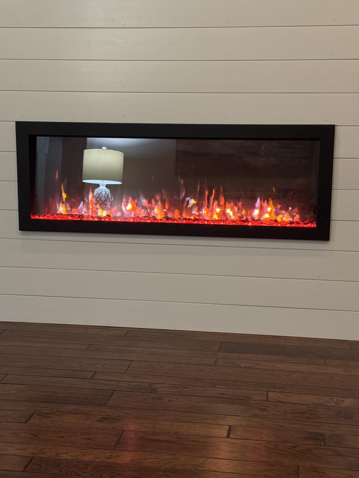PuraFlame Bernice 72 Inch Smart Linear Electric Fireplace - Clean Hidden Vent Design, Flame with 9 Colors, Recessed in-Wall or Wall-Mount or Free Standing, Compatible with Alexa and Google Assistant customer photo 1