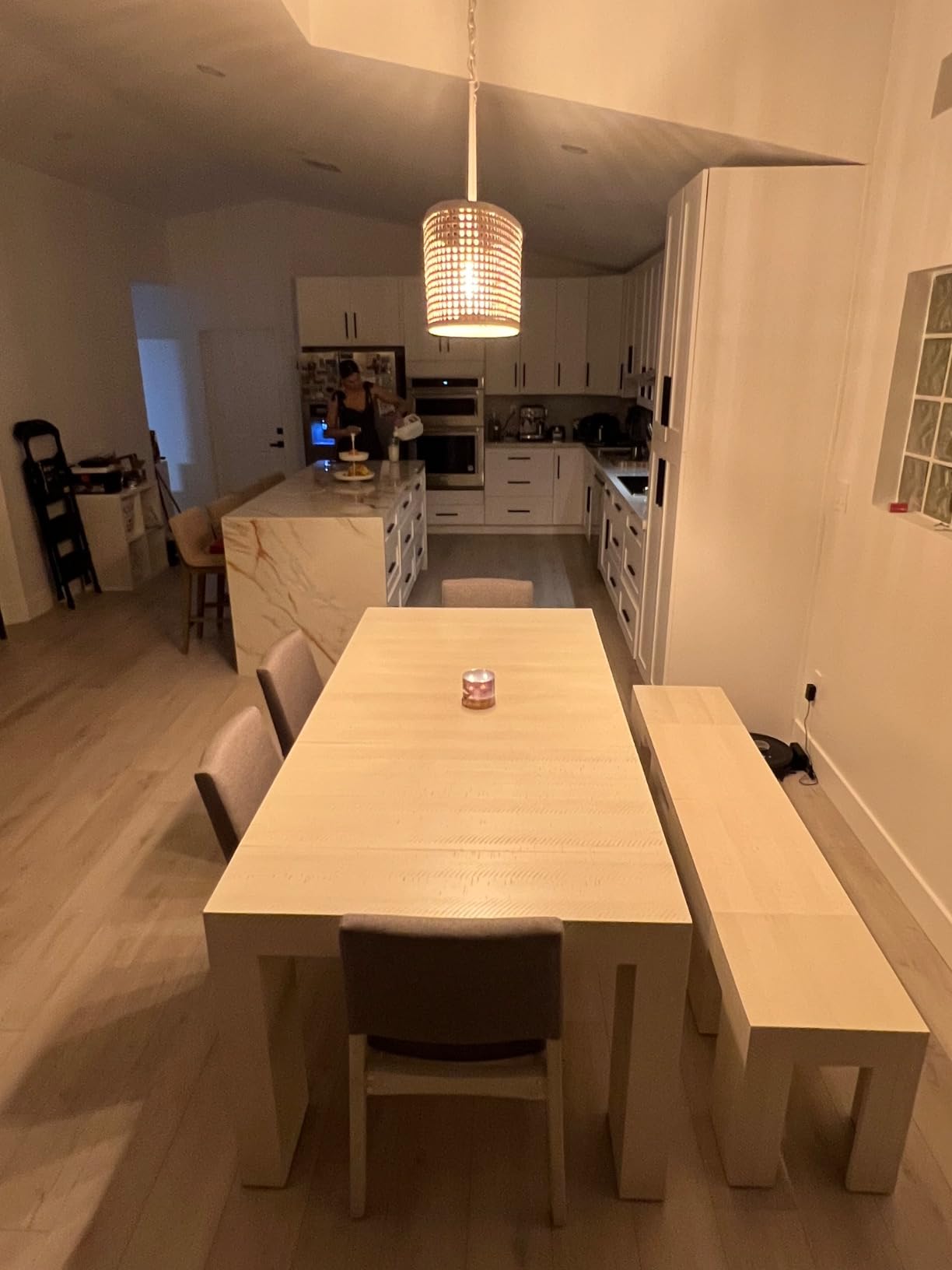 Transformer Table - Solid Wood Extendable Dining Table with Bench and 4 Stackable Chairs, Seats 2-12, Expandable Table, Kitchen and Dining Room Furniture, Natural (Table + Bench + 4 Chairs) customer photo 2