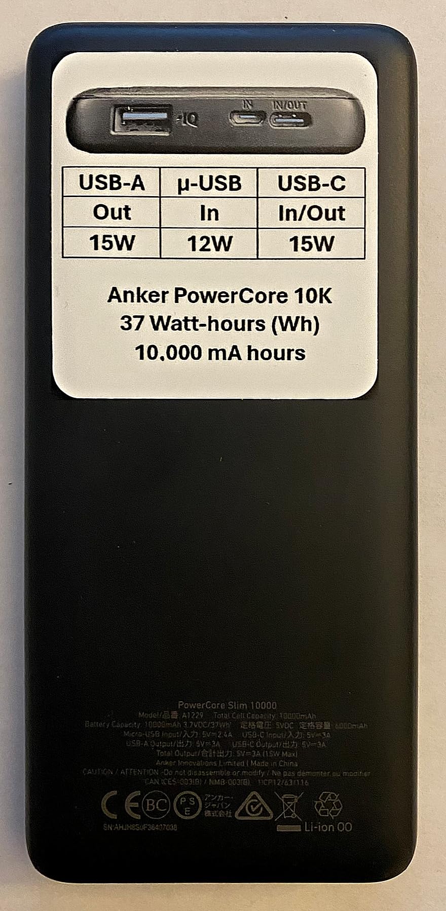 Anker Power Bank (PowerCore 10K), Compact Travel-Ready 10,000mAh Battery Pack with PowerIQ Charging Technology, 5V/3A High-Speed Charging for iPhone, iPad, and More customer photo 1