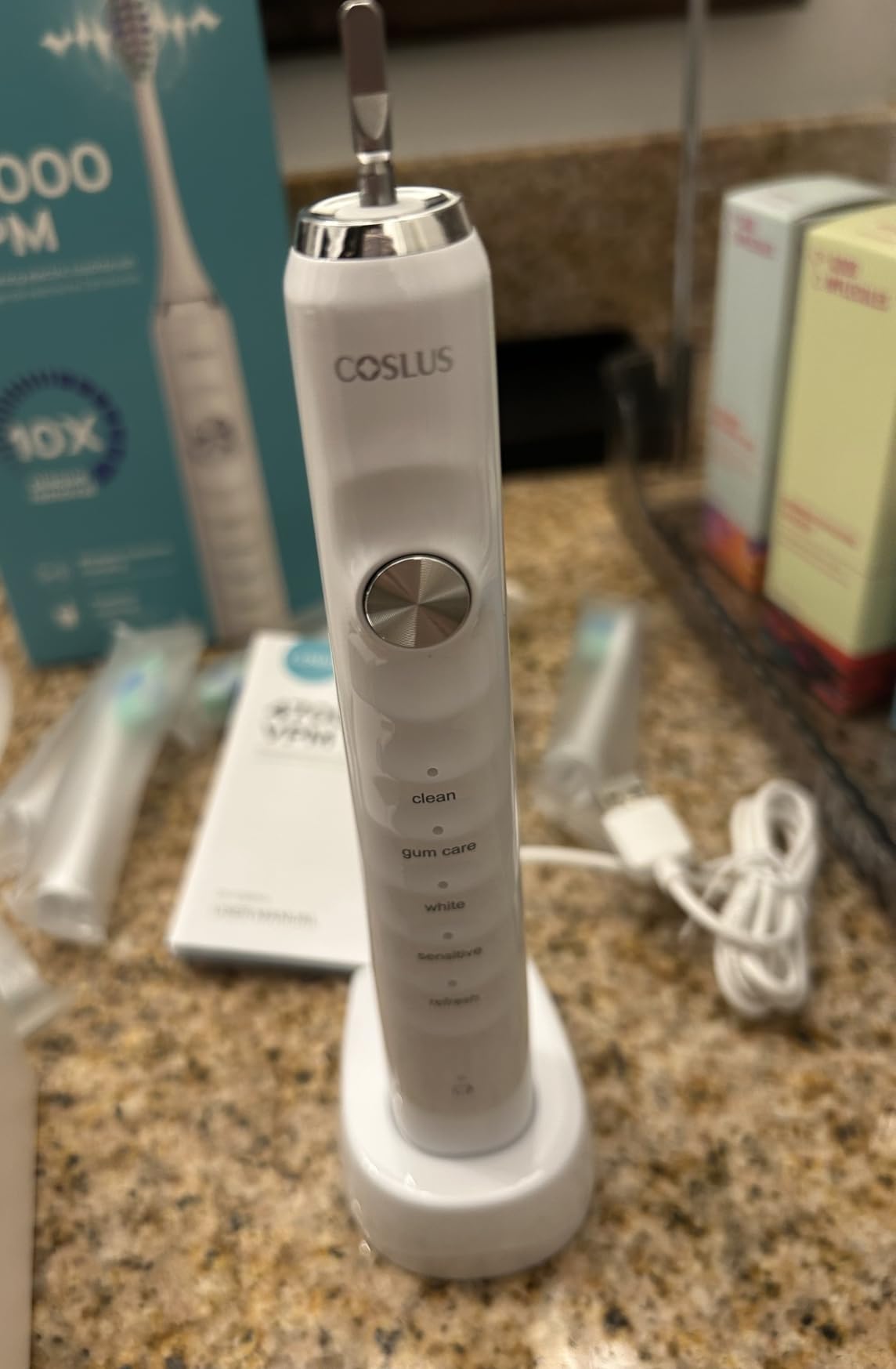 COSLUS Sonic Electric Toothbrush for Adults C40(DY-108Pro): 47000 VPM for Deep Cleaning with Travel Case - 5 Modes for Sensitive Teeth & Brace, Wireless Charging, 6 Brush Heads for Family customer photo 1